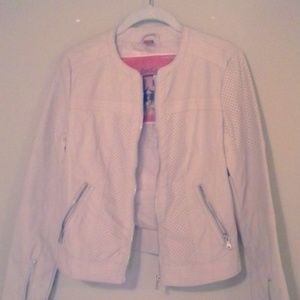 BERNARDO Faux Leather Zip-Up Cream Jacket Jr's S